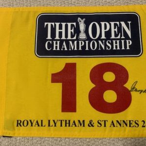 GARY PLAYER HAND SIGNED BRITISH OPEN GOLF FLAG FROM 2001 HIS LAST OPEN JSA