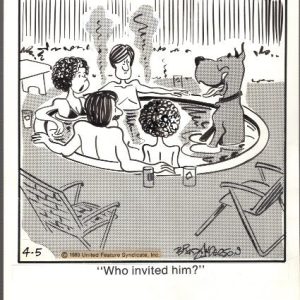 MARMADUKE ORIGINAL PEN+INK CARTOON ARK DAILY 1980 BRAD ANDERSON IN HOT TUB