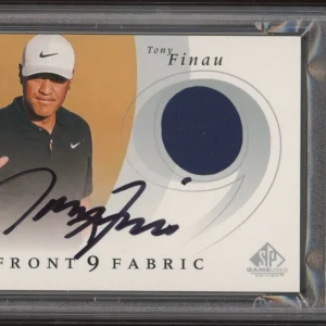 2021 Upper Deck Golf Tony Finau Signed Front 9 Rookie Fabric PSA MINT 9 AUTO RC