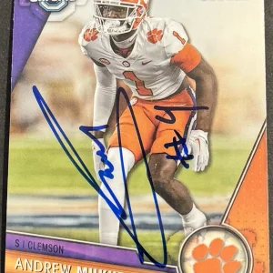 Andrew Mukuba Signed Clemson Tigers 2023 Bowman Chrome U Rookie Card BAS Beckett