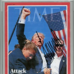 Donald Trump Signed ASSASSINATION Fight Fist Pump TIME Magazine Print PSA/DNA 10