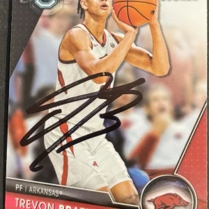 Trevon Brazile Signed 2024 Bowman Chrome U Rookie Card BAS Beckett Arkansas