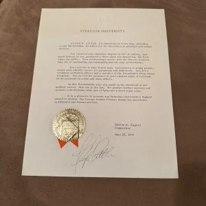 AWESOME FLOYD LITTLE SIGNED SYRACUSE U Arents Award for Excellence - Two Items!