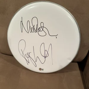 Roger Water + Nick Mason Pink Floyd Authentic Signed 14” Drum Head Beckett LOA