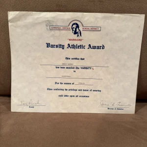 OWNED Chris Gedney Varsity Award Liverpool HS - Syracuse University Football