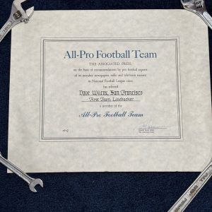 PERSONALLY OWNED Dave Wilcox 1972 AP All Pro Award San Francisco Niners 49’ers