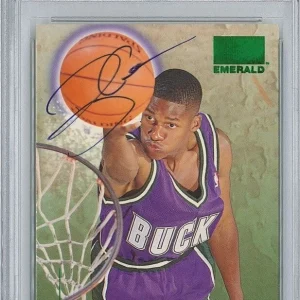 RAY ALLEN SIGNED 1996-97 SKYBOX EMERALD ROOKIE AUTO PSA DNA