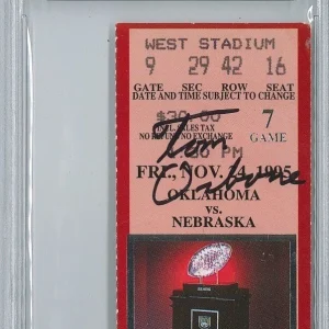 TOM OSBORNE SIGNED 11/24/97 TICKET PSA #130 WIN 250 HUSKERS RARE