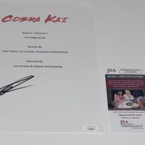 TANNER BUCHANAN SIGNED COBRA KAI PILOT ACE DEGENERATE TRANSCRIPT JSA COA