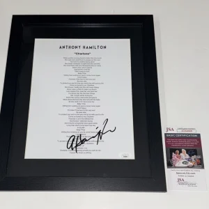 ANTHONY HAMILTON SIGNED FRAMED CHARLENE LYRIC SHEET AUTOGRAPHED JSA COA
