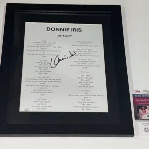 DONNIE IRIS SIGNED FRAMED AH! LEAH! LYRIC SHEET AUTOGRAPHED JSA COA