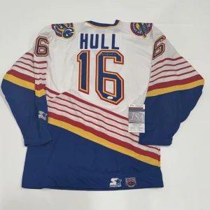 BRETT HULL SIGNED VINTAGE STARTER ST. LOUIS BLUES JERSEY ROAD JERSEY JSA COA