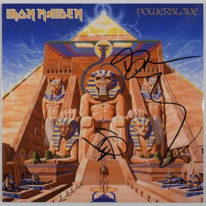 Iron Maiden JSA Autograph Signed Powerslave Album Vinyl Record Steve Harris