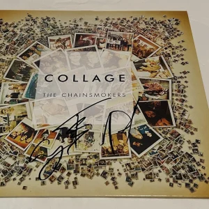 THE CHAINSMOKERS SIGNED COLLAGE VINYL RECORD JSA