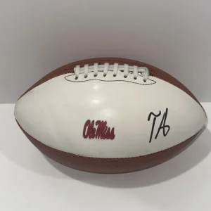 TREY AMOS SIGNED FOOTBALL OLE MISS REBELS NFL STAR PROOF