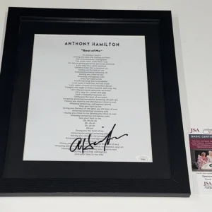ANTHONY HAMILTON SIGNED FRAMED BEST OF ME LYRIC SHEET AUTOGRAPHED JSA COA