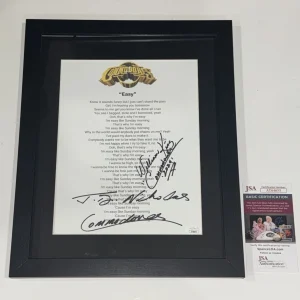THE COMMODORES SIGNED FRAMED EASY LYRIC SHEET WILLIAM KING JD NICHOLAS JSA COA