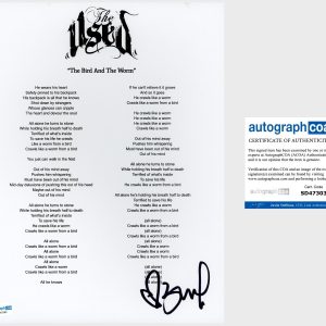 Bert McCracken ‘The Used’ Band Signed ‘The Bird And The Worm’ Lyric Sheet ACOA