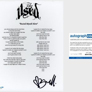 Bert McCracken ‘The Used’ Band Signed ‘Buried Myself Alive’ Lyric Sheet ACOA