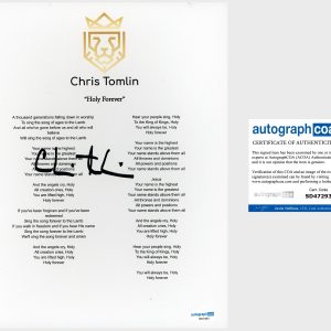 ‘Chris Tomlin’ Signed Lyric Sheet Christian Music Artist ‘Holy Forever’ ACOA