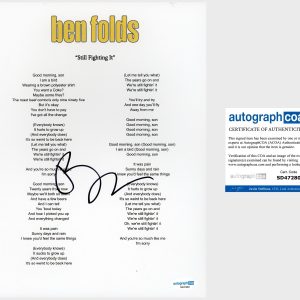 Ben Folds Signed Lyric Sheet ‘Still Fighting It’ ACOA ‘Ben Fold Five’