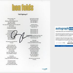 Ben Folds Signed Lyric Sheet ‘Still Fighting It’ ACOA ‘Ben Fold Five’