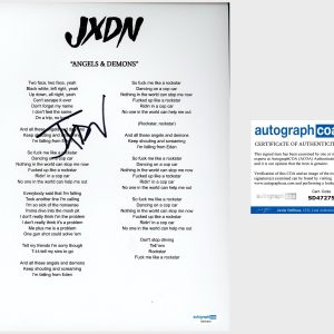 ‘JXDN’ Rapper Signed Lyric Sheet ‘Angels And Demons’ Jaden Hossler ACOA