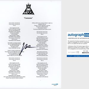 Patrick Stump ‘Fall Out Boy’ Band Signed ‘Centuries’ Lyric Sheet ACOA
