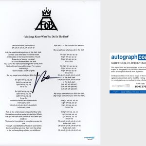 Patrick Stump ‘Fall Out Boy’ Band Signed My Songs Know What You Lyric Sheet ACOA