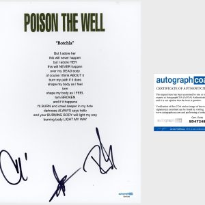 ‘Poison The Well’ Band Signed Lyric Sheet ‘Jeffrey Moreira’ Ryan & Chris ACOA