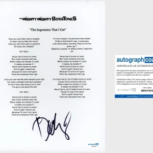 Dicky Barrett ‘Mighty Mighty Bosstones’ Signed Lyric Sheet ACOA