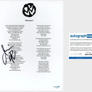 Jim Lindberg ‘Pennywise’ Band Lead Singer Signed ‘Revolution’ Lyric Sheet ACOA