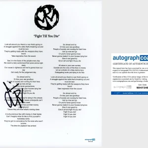 Jim Lindberg ‘Pennywise’ Band Signed ‘Fight Till You Die’ Lyric Sheet ACOA