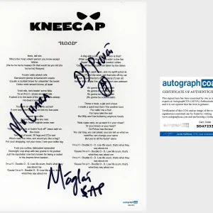 ‘Kneecap’ Irish Hip Hop Trio Signed Lyric Sheet Mo Chara, Moglai, DJ Provai ACOA