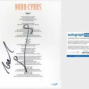 ‘Noah Cyrus’ Signed Lyric Sheet ‘Again’ Pop Singer ACOA