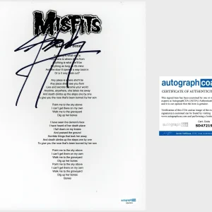 Jerry Only ‘The Misfits’ Bassist Signed ‘Dig Up Her Bones’ Lyric Sheet ACOA
