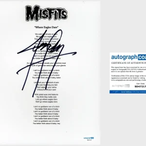 Jerry Only ‘The Misfits’ Bassist Signed ‘Where Eagles Dare’ Lyric Sheet ACOA