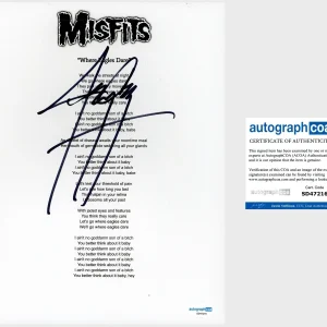 Jerry Only ‘The Misfits’ Bassist Signed ‘Where Eagles Dare’ Lyric Sheet ACOA
