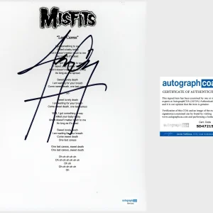 Jerry Only ‘The Misfits’ Bassist Signed ‘Last Caress’ Lyric Sheet ACOA