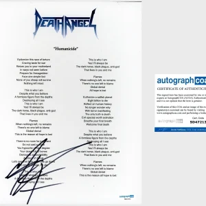 Mark Osegueda ‘Death Angel’ Band Signed ‘Humanicide’ Lyric Sheet ACOA