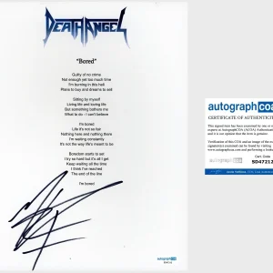 Mark Osegueda ‘Death Angel’ Band Lead Singer Signed ‘Bored’ Lyric Sheet ACOA