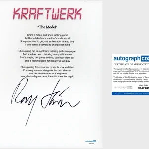 Ralf Hutter ‘Kraftwerk’ Signed ‘The Model’ Lyric Sheet German Band ACOA
