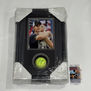 ANDY RODDICK SIGNED FRAMED TENNIS BALL DISPLAY 2003 US OPEN JSA COA