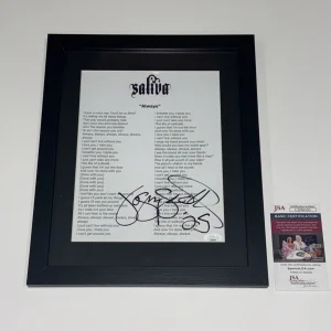 JOSEY SCOTT SIGNED FRAMED ALWAYS LYRIC SHEET SALIVA JSA COA