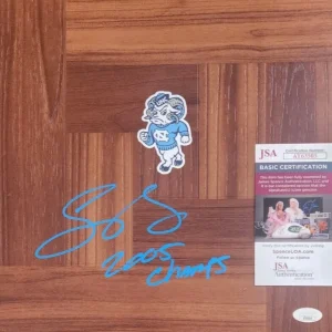 Sean May Signed Floorboard w/ JSA COA "2005 Champs" UNC North Carolina Tar Heels