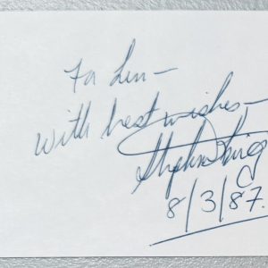 Stephen King Signed Autographed 3x5 Card Full JSA Letter Horror Author Misery