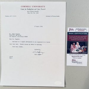 Carl Sagan Autographed 8.5 x 11 Typed Letter Signed JSA Cert Astronomer Cosmos