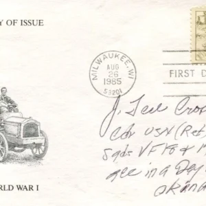J Ted Crosby WWII War USN Navy Fighter Ace Signed Autograph FDC