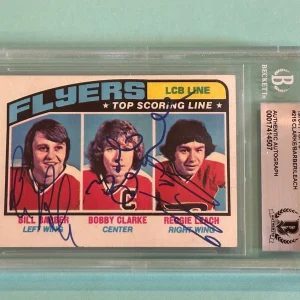 CLARKE, BARBER & LEACH Signed 1976-77 TOPPS Card #215 BAS