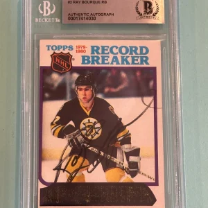RAY BOURQUE RB Signed 1980-81 TOPPS Card #2 Beckett BAS